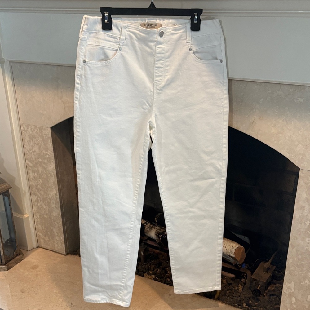 Liverpool White Straight-Leg High-Rise Jeans   Size 14